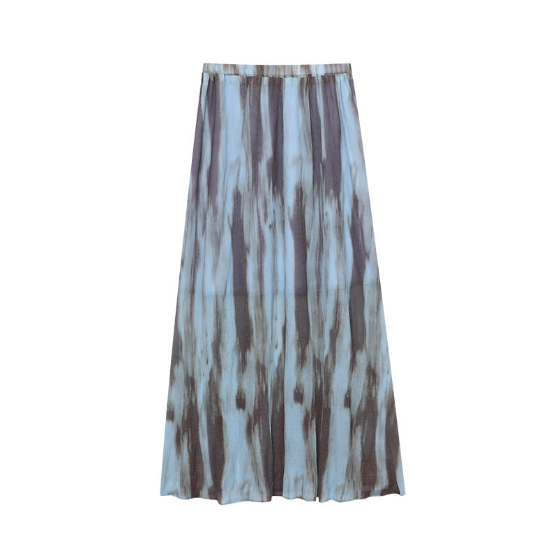 Ink Painting Retro High-Waisted Skirt