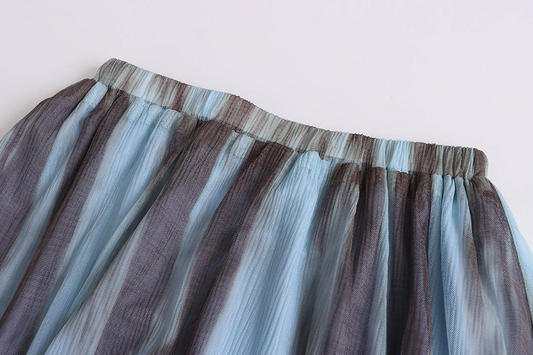 Ink Painting Retro High-Waisted Skirt